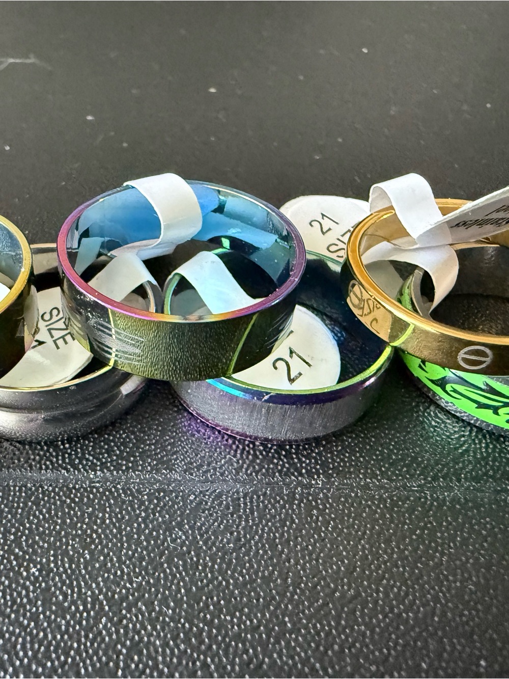 Mixed Bundle of 10 NWT Men's Stainless Steel Band Ring in Multicolor Finish